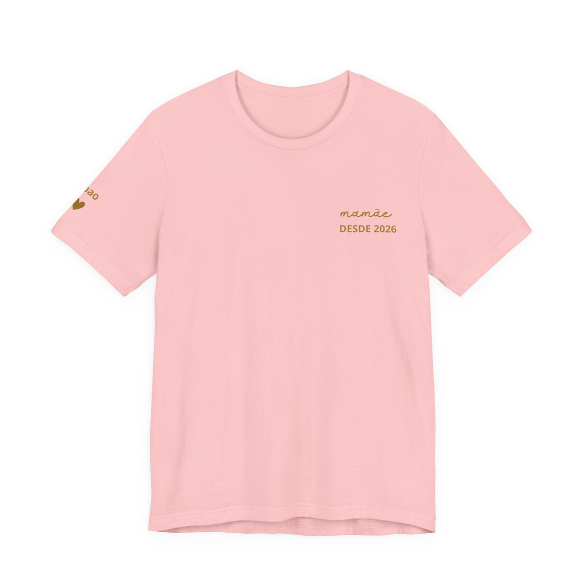 Camiseta Mamãe com Data Estampada no Peito e Nomes na Manga