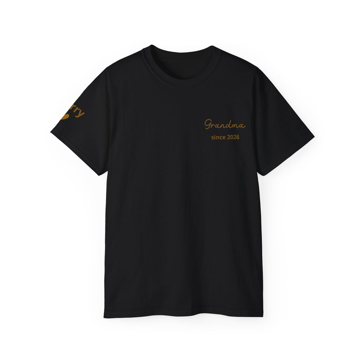 T-Shirt Grandma Since Date on Heart and Grandchildren’s First Names on Sleeve
