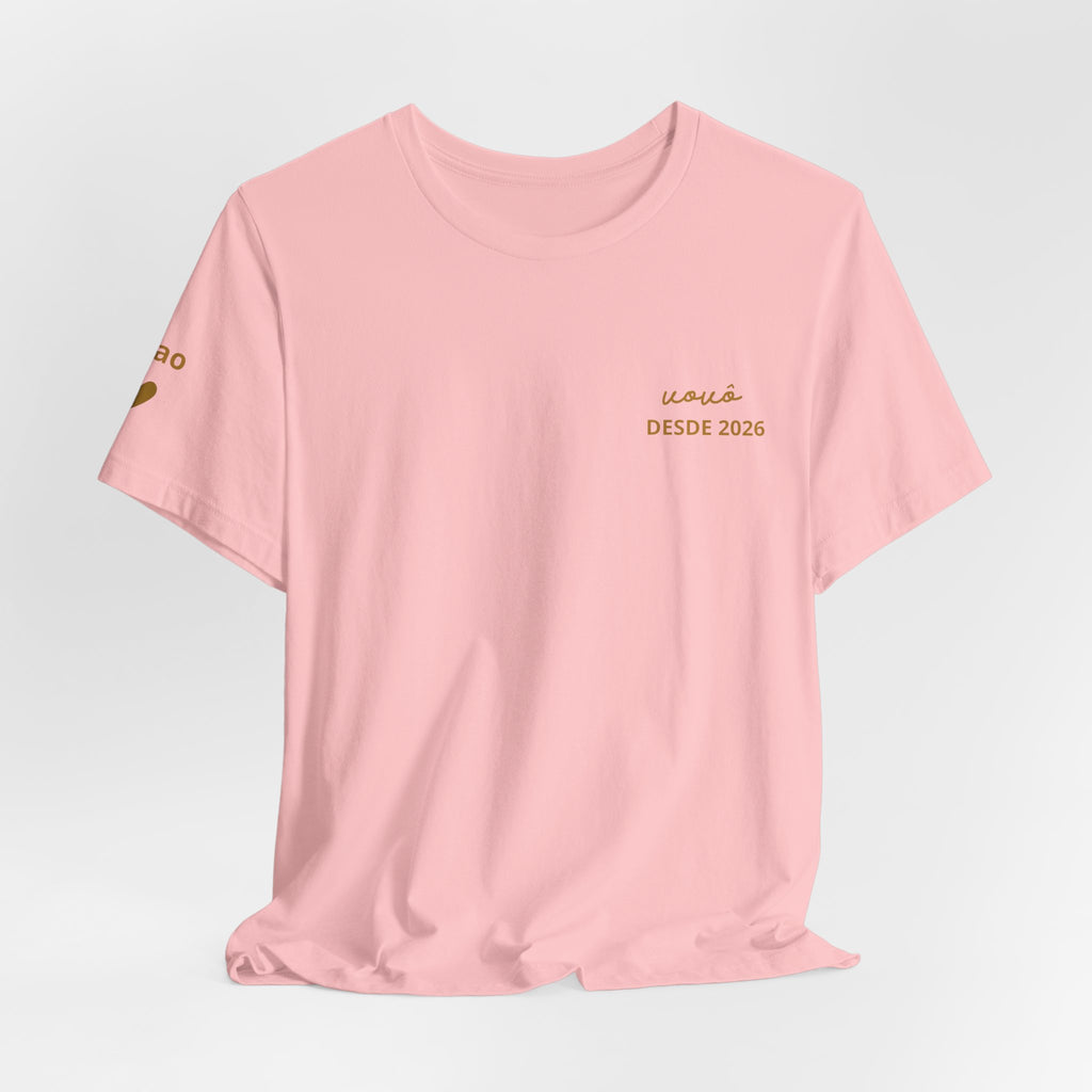 Camiseta Vovô com Data Estampada no Peito e Nomes na Manga