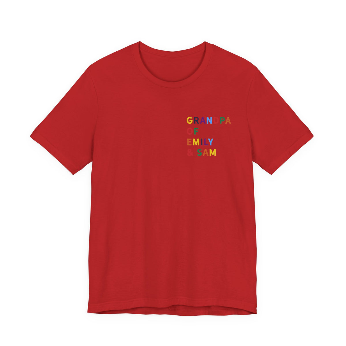 Grandpa Shirt with Multicolored Grandchildren's Names