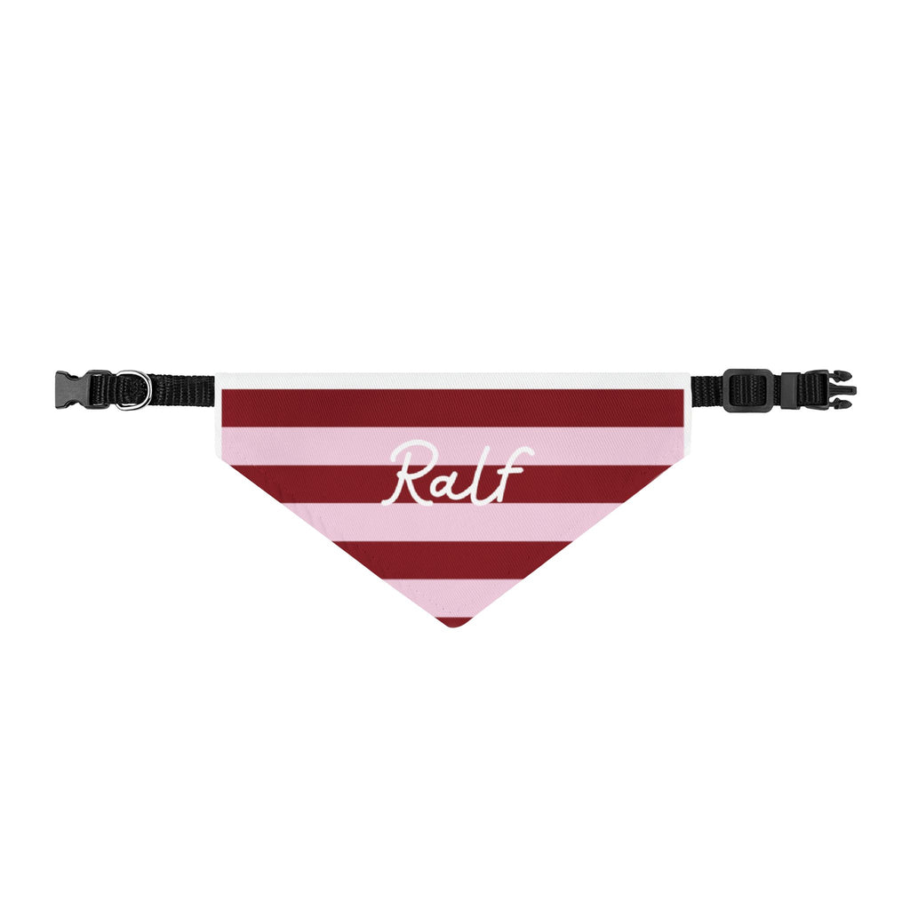 Red Striped Pet Bandana with Custom Text