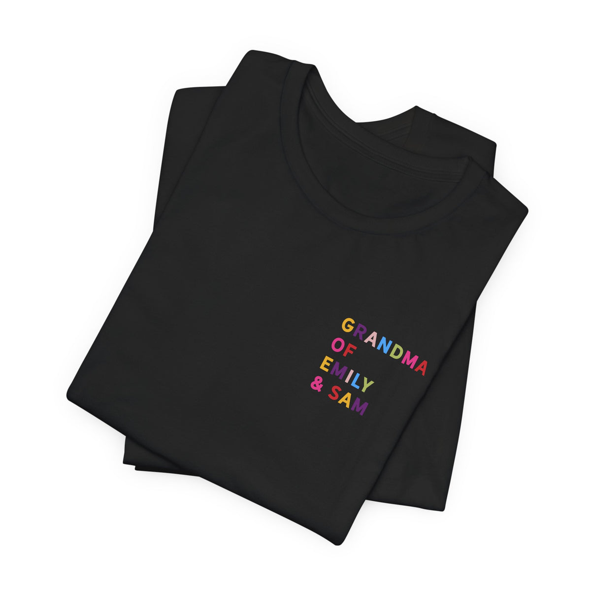 Grandma Shirt with Multicolored Grandchildren's Names