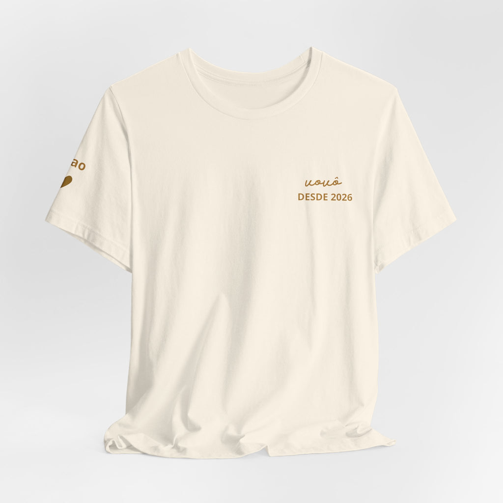 Camiseta Vovô com Data Estampada no Peito e Nomes na Manga