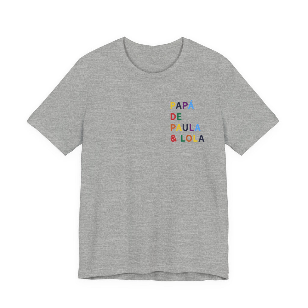 Camiseta Papá de con nombre multicolor