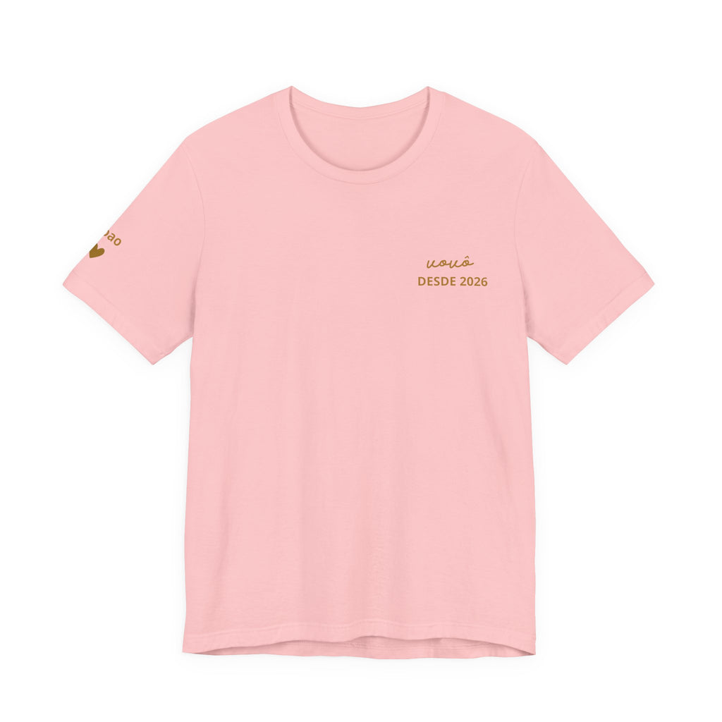 Camiseta Vovô com Data Estampada no Peito e Nomes na Manga