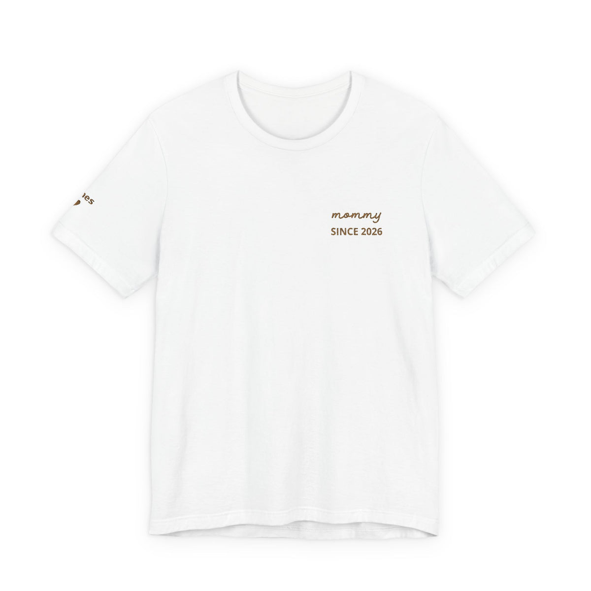 Tshirt Personalized Mom Est Embroidered Heart & Sleeve Tee