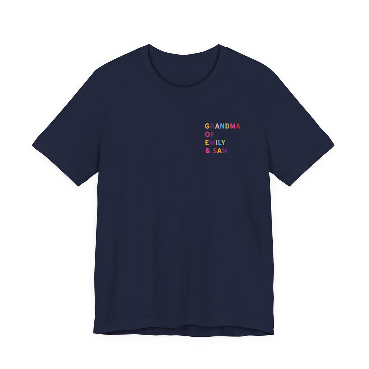 Grandma Shirt with Multicolored Grandchildren's Names