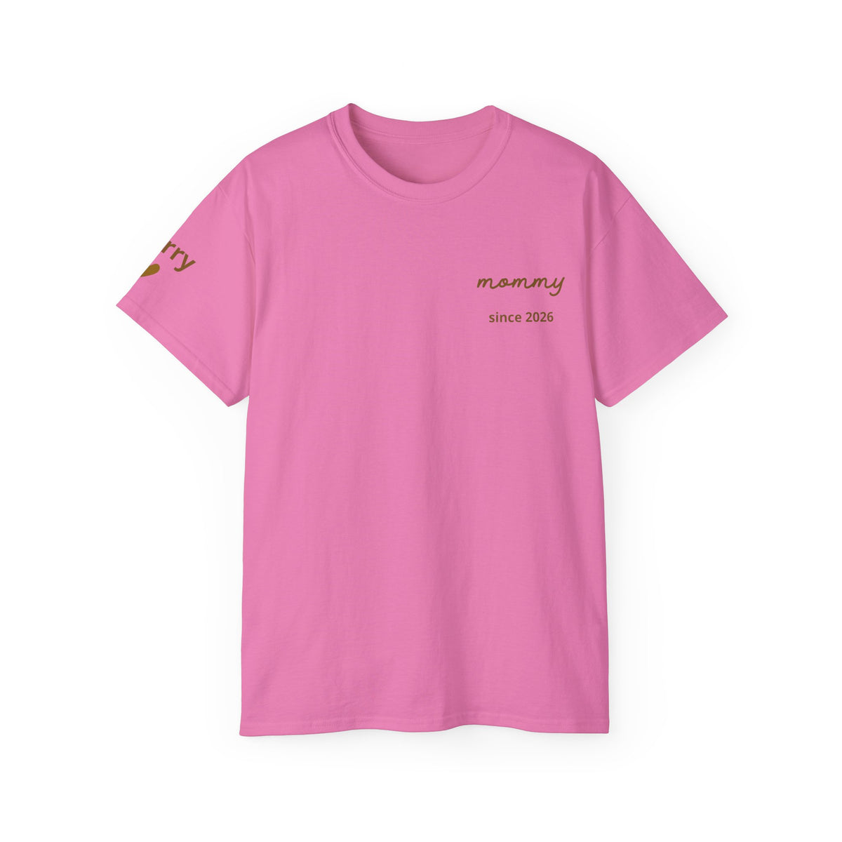 T-shirt Mom since date on heart and first names on sleeve