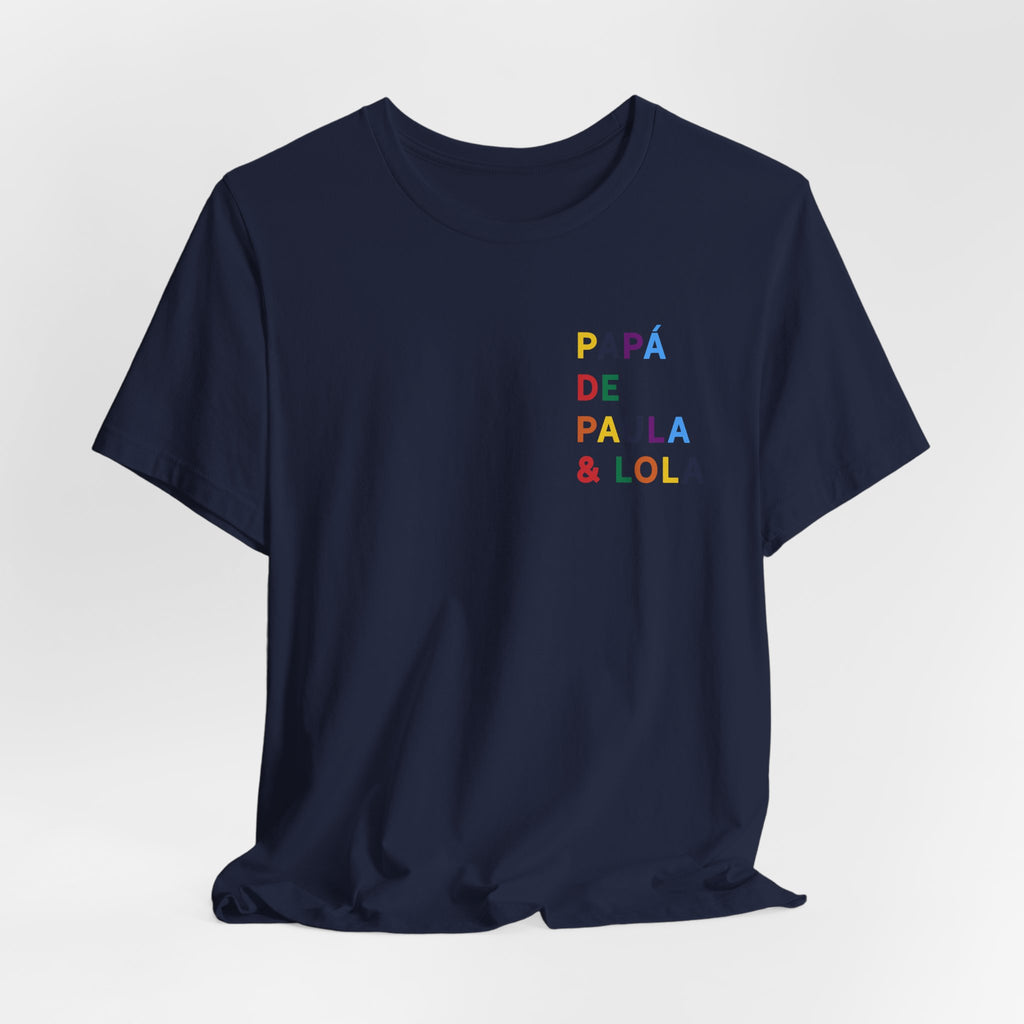 Camiseta Papá de con nombre multicolor