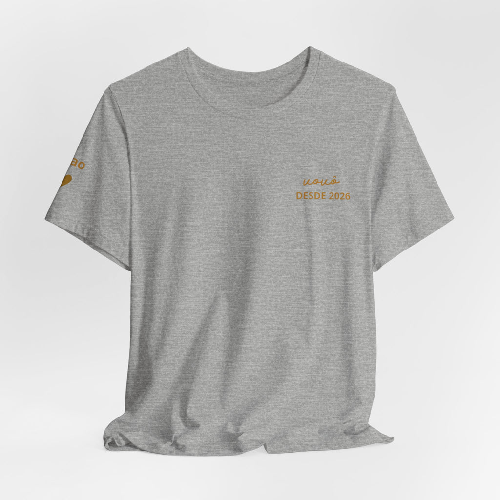 Camiseta Vovô com Data Estampada no Peito e Nomes na Manga