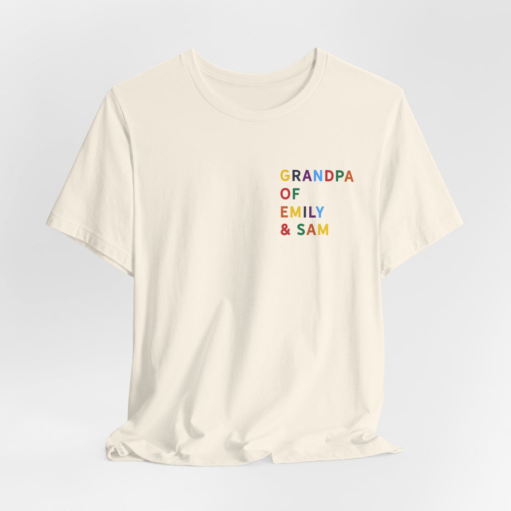 Grandpa Shirt with Multicolored Grandchildren's Names