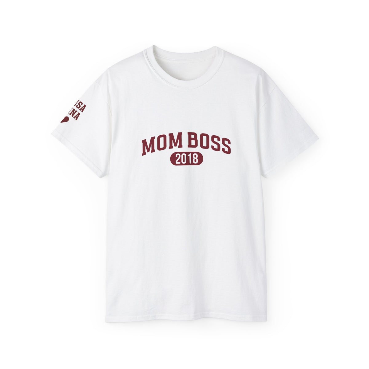 T-Shirt Mom Boss and first names on sleeve