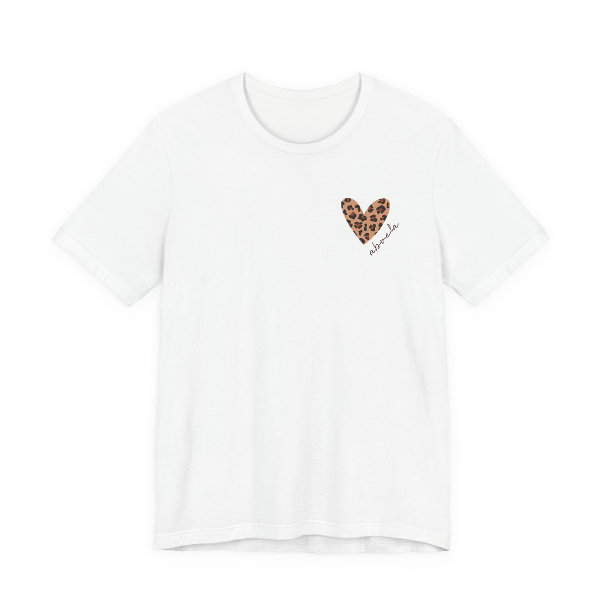 Camiseta para Abuela con Corazón de Leopardo y Nombre Personalizado
