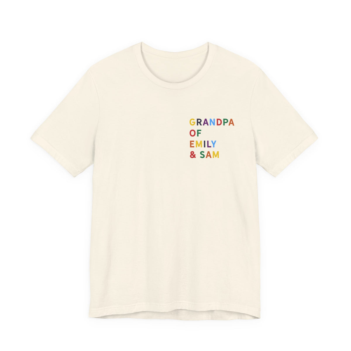 Grandpa Shirt with Multicolored Grandchildren's Names