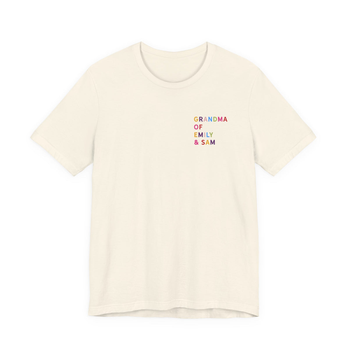 Grandma Shirt with Multicolored Grandchildren's Names