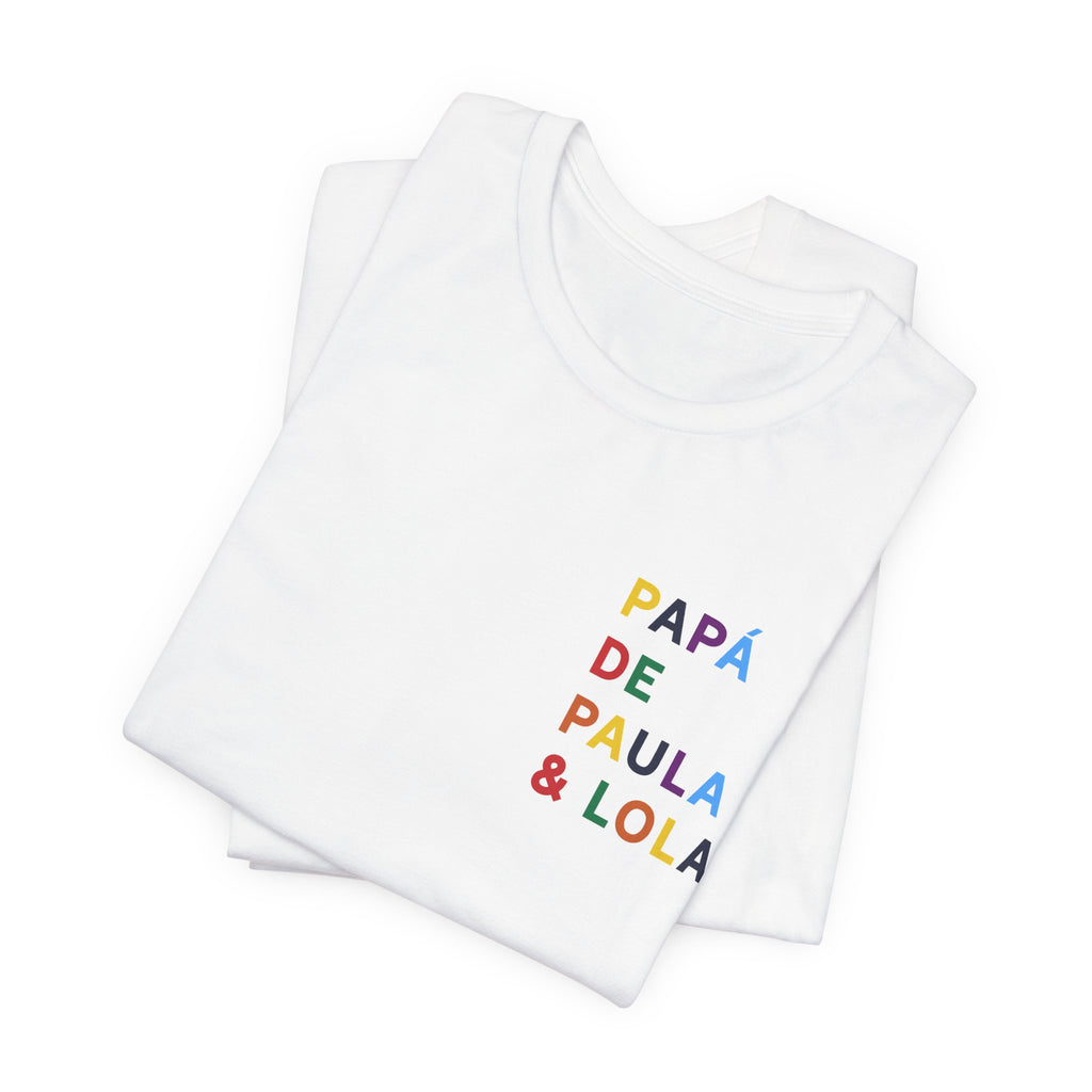 Camiseta Papá de con nombre multicolor