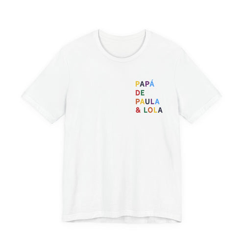 Camiseta Papá de con nombre multicolor