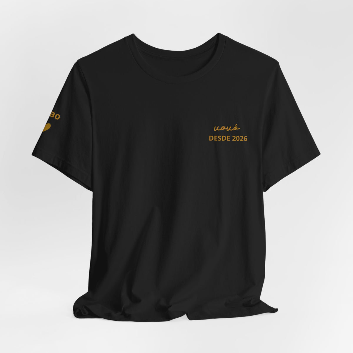 Camiseta Vovô com Data Estampada no Peito e Nomes na Manga