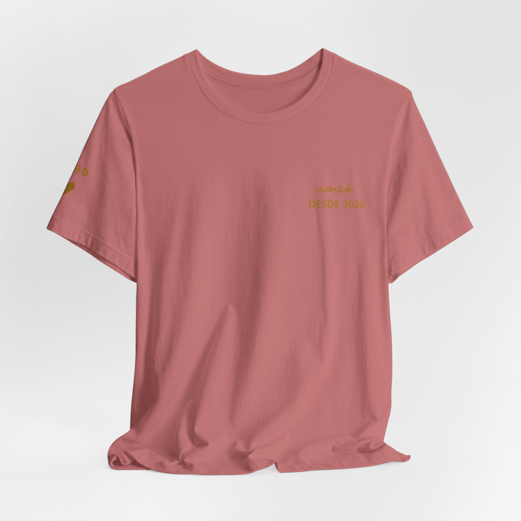 Camiseta Vovô com Data Estampada no Peito e Nomes na Manga