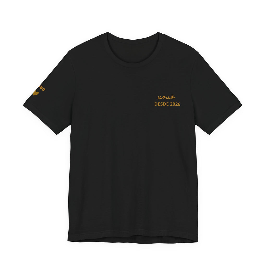 Camiseta Vovô com Data Estampada no Peito e Nomes na Manga