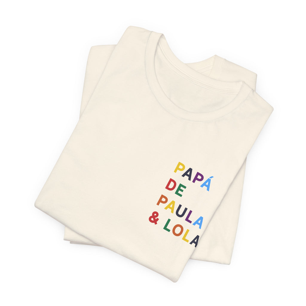 Camiseta Papá de con nombre multicolor