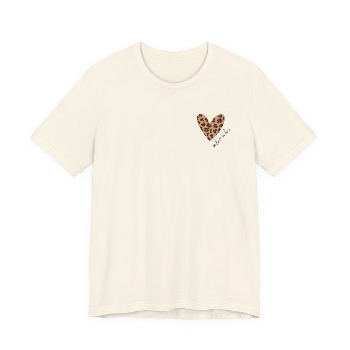 Camiseta para Abuela con Corazón de Leopardo y Nombre Personalizado
