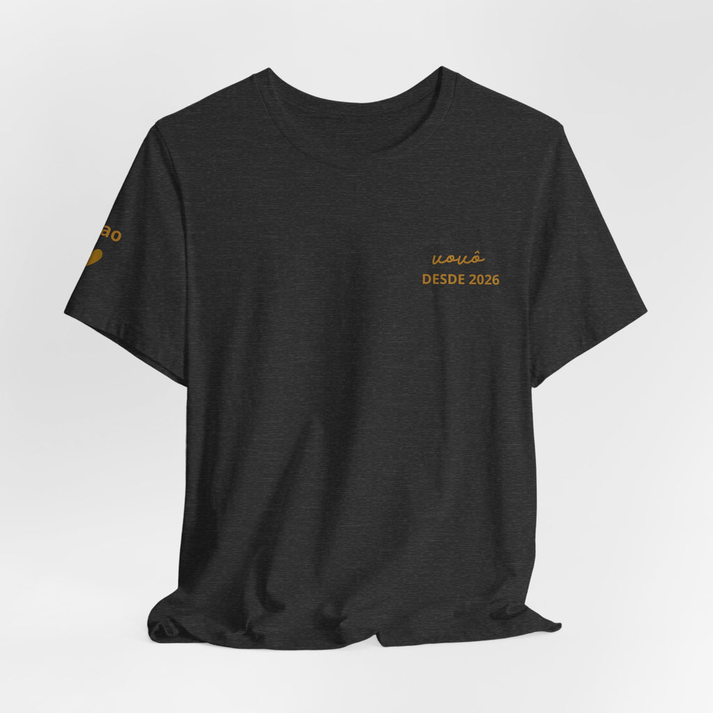 Camiseta Vovô com Data Estampada no Peito e Nomes na Manga