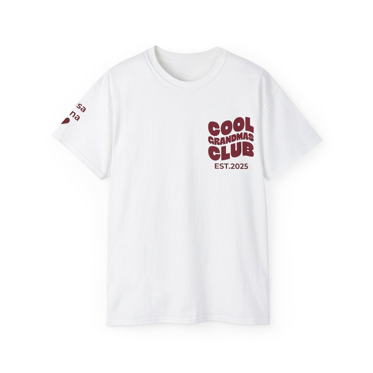 T-Shirt Cool Grandma Club with Grandchildren’s First Names on the Sleeve