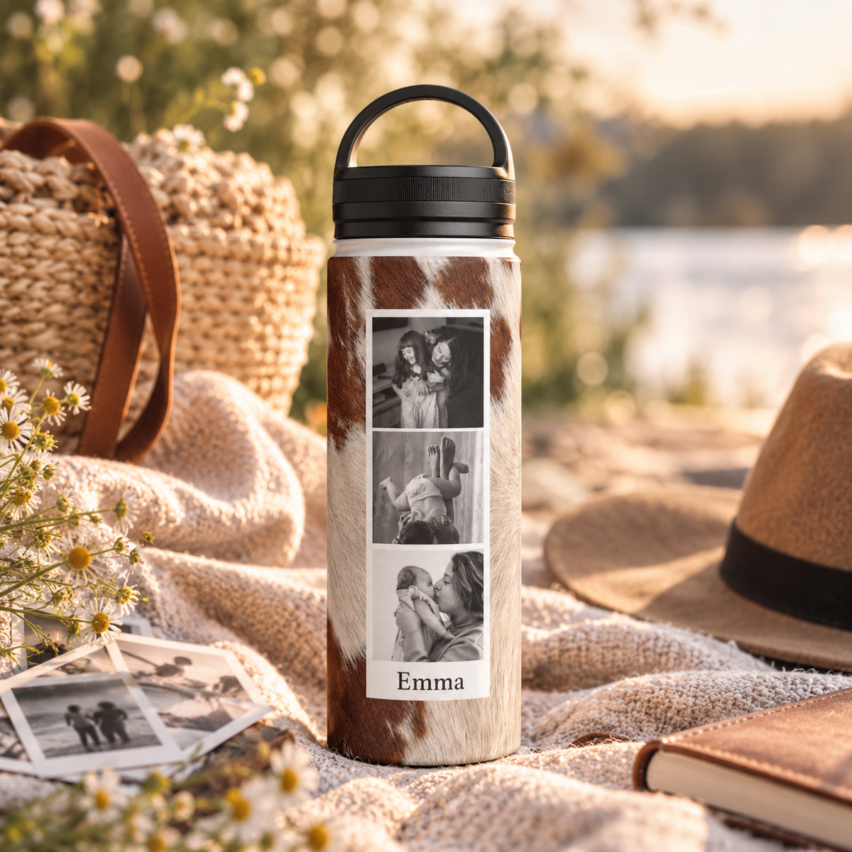 Garrafa de Água com Estampa Animal e Foto Personalizada