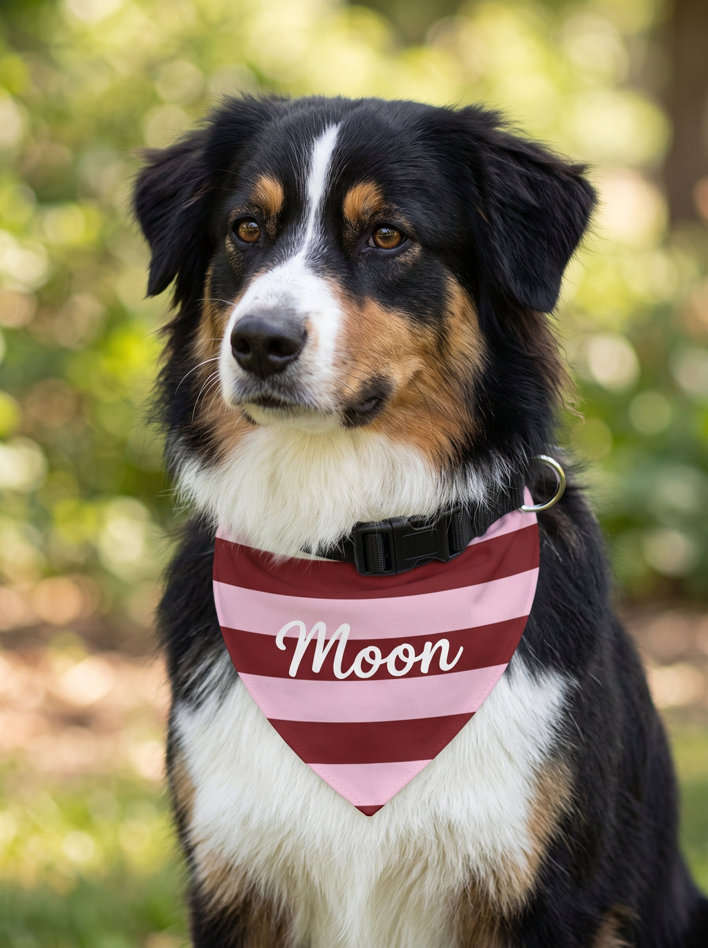 Red Striped Pet Bandana with Custom Text